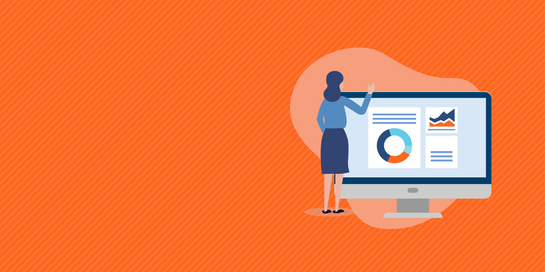 Graphic Google Analytics Changes Woman at Computer with Graphs