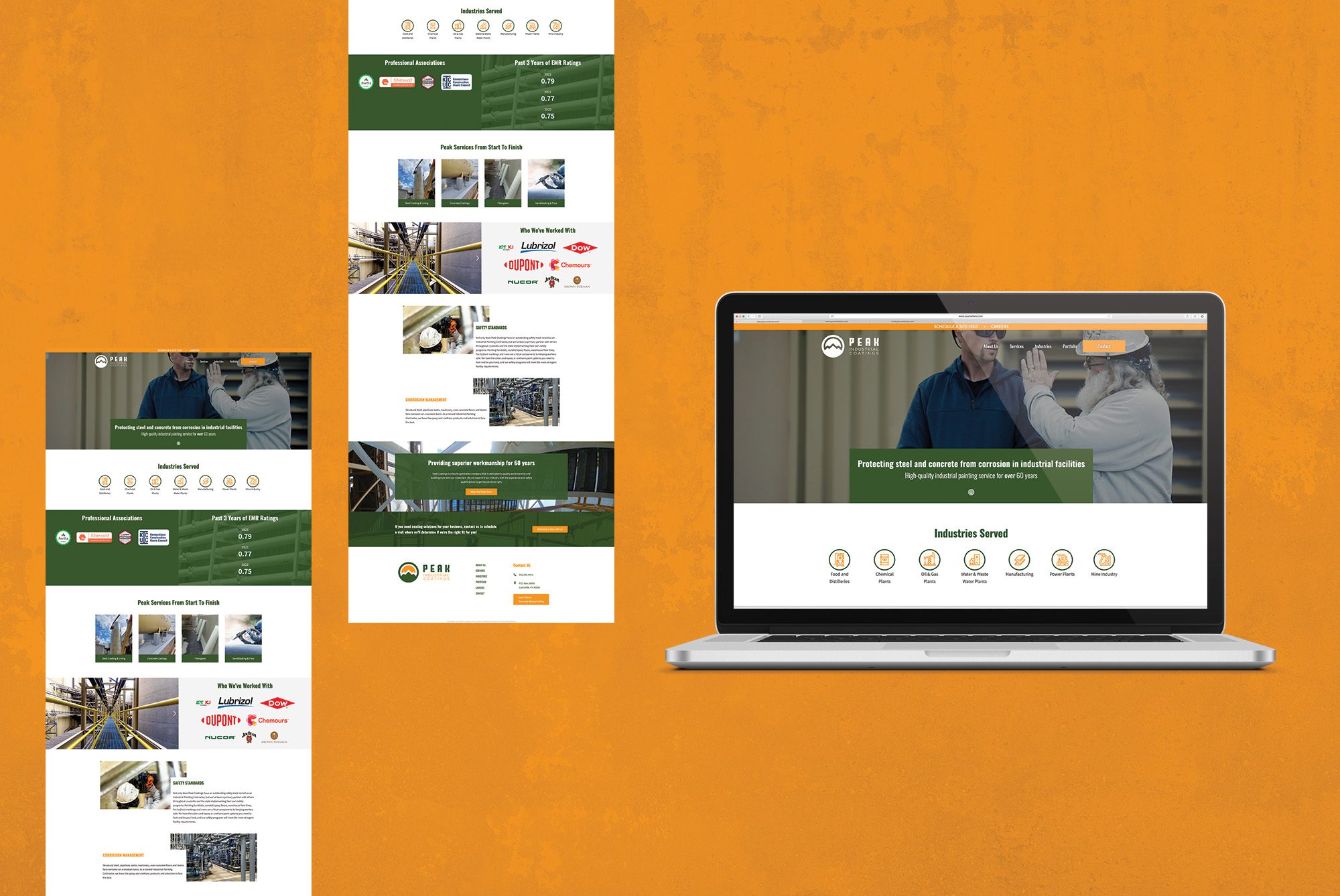 Homepage designs for Peak Industrial Coatings