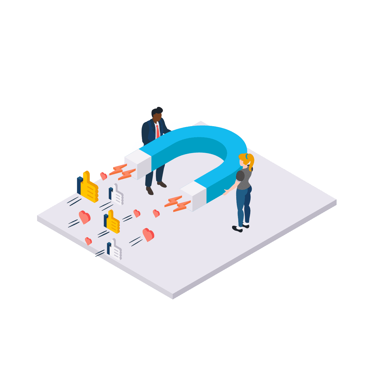 characters supporting a magnet