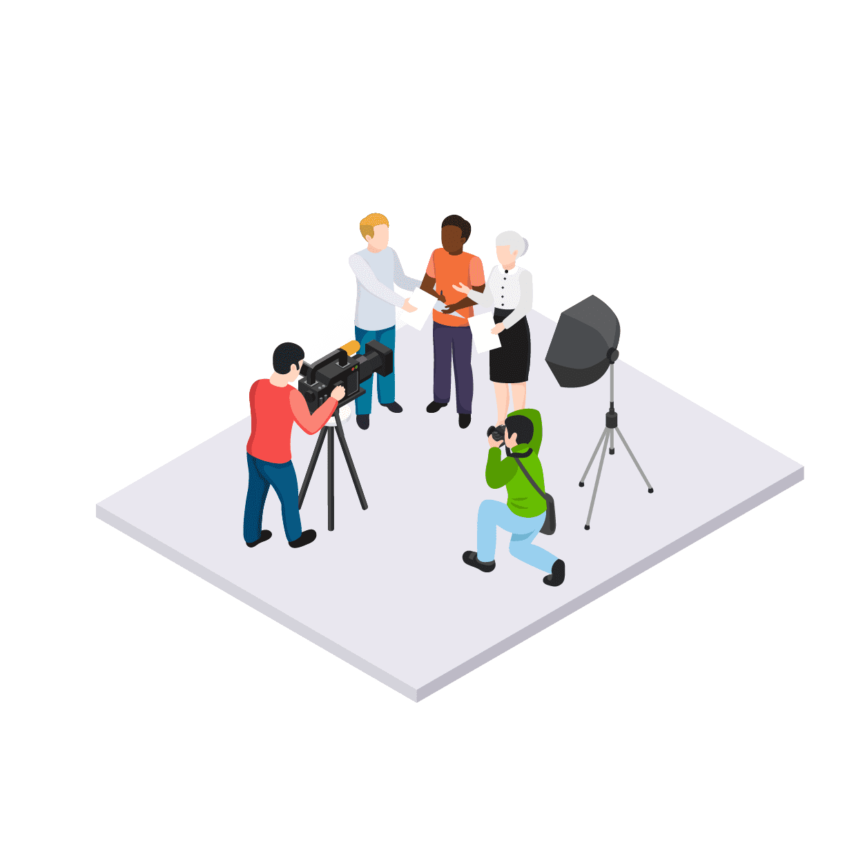 characters shooting a video and photos